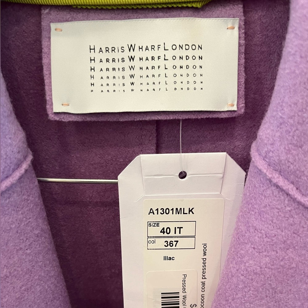 Harris Wharf London Pressed Wool Cocoon Coat, IT40 (US4), Lilac, NWT - Picture 6 of 6